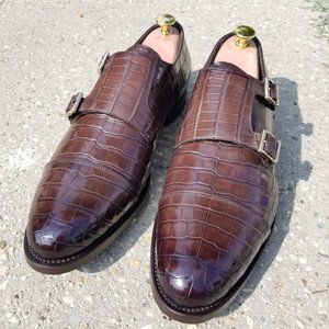 Brand New Santoni Handmade Alligator Crocodile Double Monk shoes Size 10 $6.9K